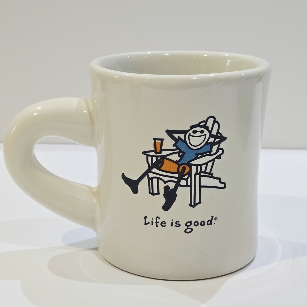 Life is Good Mug Jake in Adirondack Chair Cream Beach Camping Outdoor Life